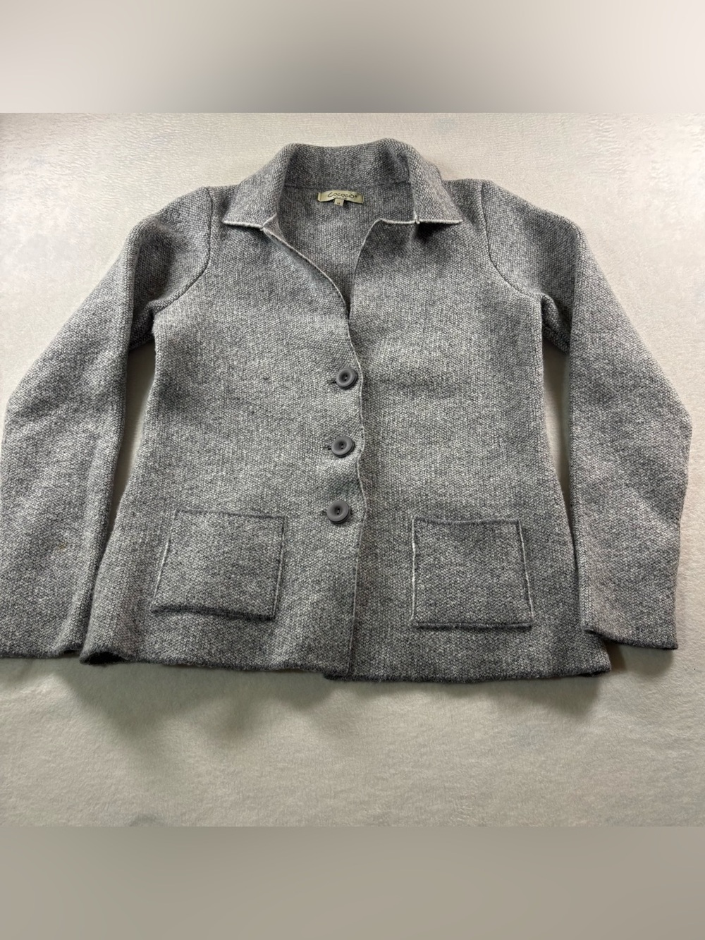 Quiet Luxury Cocogio Heather Gray Wool-Blend Button Jacket